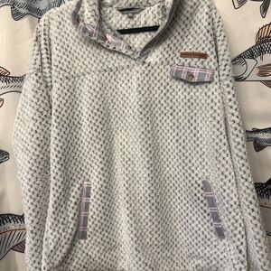 Cozy Gray Pullover with Plaid Accents